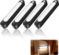 Four GlowPath Cabinet Lights lit up side by side, with inset photo of one mounted under a bed frame at night